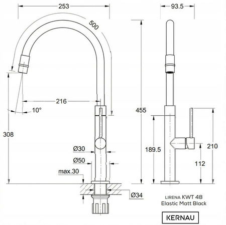 Bateria kuchenna stojąca Kernau Lirena czarny