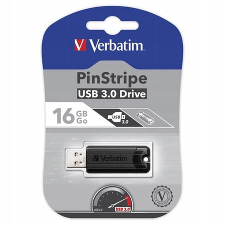 Pendrive VERBATIM PinStripe USB 3.0 Drive 16GB Black