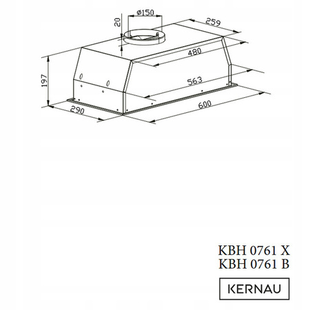 Okap wkład Kernau KBH 0761 X Inox 60cm