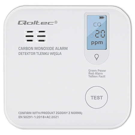  Certyfikowany bezprzewodowy Czujnik tlenku węgla (czadu) z baterią | detektor CO | żywotność sensora 10 lat | alarm 85dB | LED