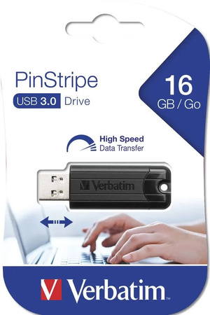 Pendrive VERBATIM PinStripe USB 3.0 Drive 16GB Black