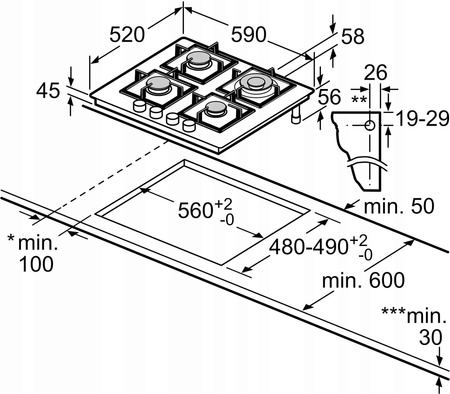 Płyta gazowa BOSCH PNH6B6K40 szklana Serie 4