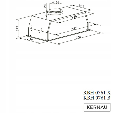 Okap wkład Kernau KBH 0761 B Czarny 60cm
