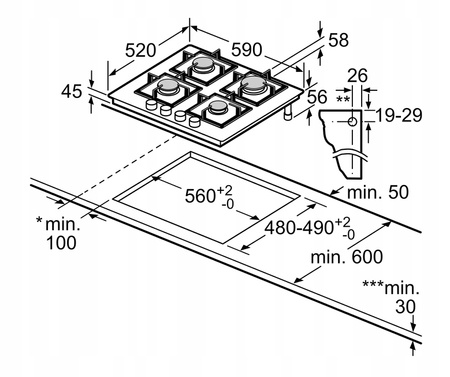 Płyta gazowa BOSCH PNP6B6K40 szklana Serie 4