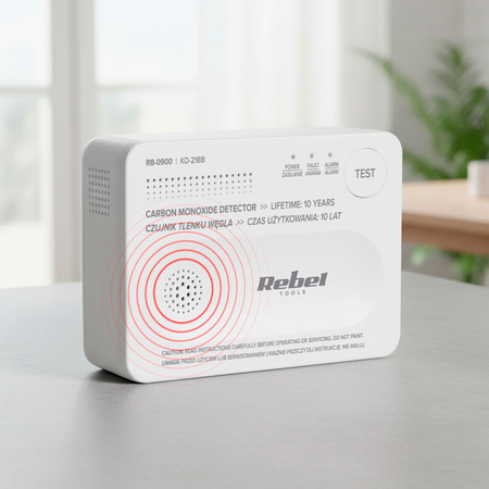 Czujnik tlenku węgla (czadu) KD-218B bezprzewodowy na baterie Rebel