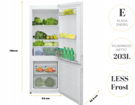 Lodówka wolnostojąca Kernau KFRC 13153.3 LF W KlasaE 136x54