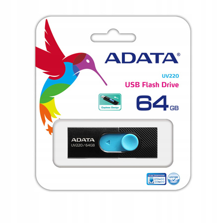 ADATA Pendrive UV220 64GB USB2.0 Czarno-niebieski