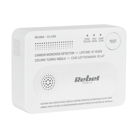 Czujnik tlenku węgla (czadu) KD-218B bezprzewodowy na baterie Rebel