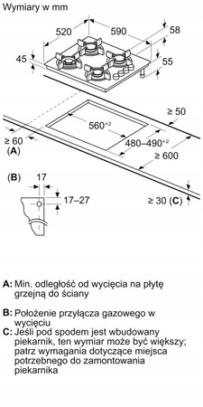 Płyta gazowa BOSCH szklanaPOP6B6K30