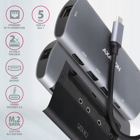 HMC-6M2 Wieloportowy hub USB-C 3.2 Gen 1, slot++++