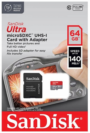 Karta Ultra microSDXC 64GB 140MB/s A1 + Adapter SD