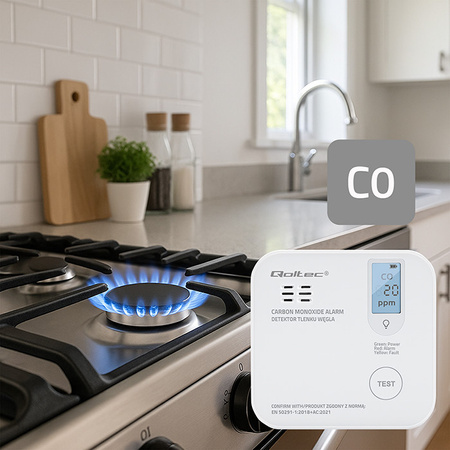  Certyfikowany bezprzewodowy Czujnik tlenku węgla (czadu) z baterią | detektor CO | żywotność sensora 10 lat | alarm 85dB | LED