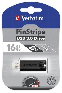 Pendrive VERBATIM PinStripe USB 3.0 Drive 16GB Black