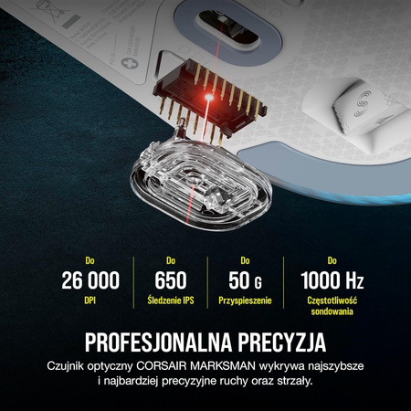 CORSAIR Myszka bezprzewodowa M75 biała RGB