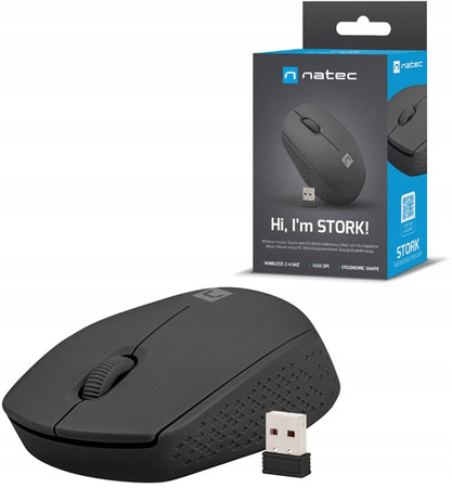 NATEC Mysz bezprzewodowa Stork 1600 DPI USB Czarna