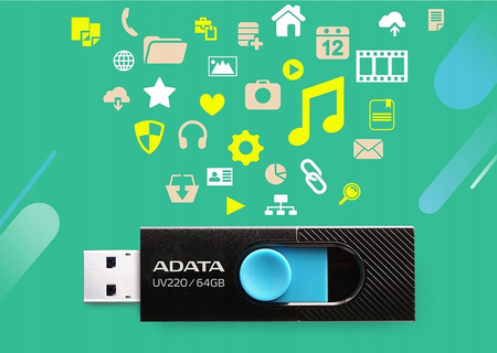 ADATA Pendrive UV220 64GB USB2.0 Czarno-niebieski