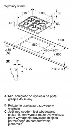 Płyta gazowa BOSCH PBP6B5K80