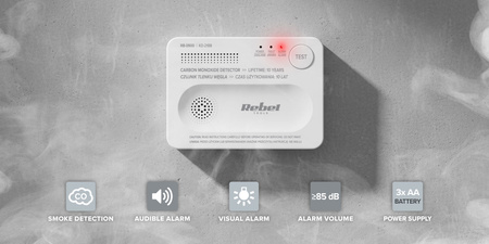 Czujnik tlenku węgla (czadu) KD-218B bezprzewodowy na baterie Rebel