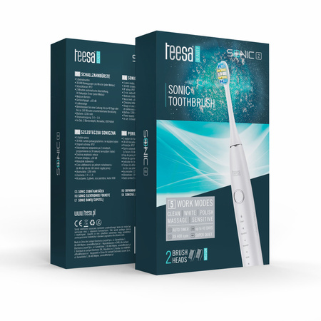 Soniczna szczoteczka do zębów 5 trybów etui kabel TEESA SONIC 2 główki