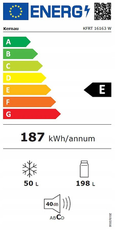 Lodówka wolnostojąca Kernau KFRT 16163 W KlasaE 166x55