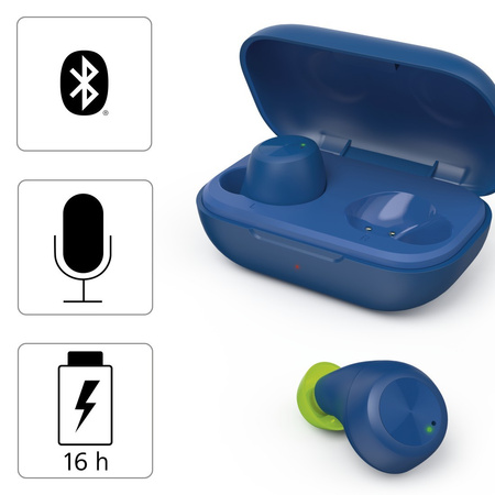 HAMA Słuchawki dokanałowe Spirit chop Niebieskie