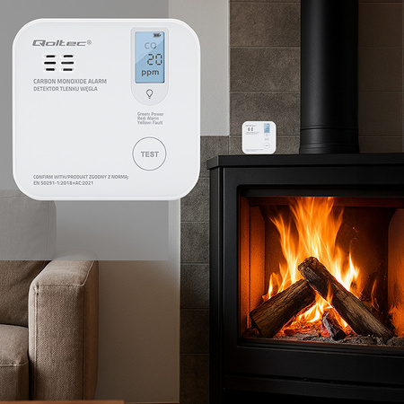  Certyfikowany bezprzewodowy Czujnik tlenku węgla (czadu) z baterią | detektor CO | żywotność sensora 10 lat | alarm 85dB | LED