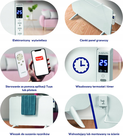 Grzejnik elektryczny MPM na podczerwień biały MUG-24