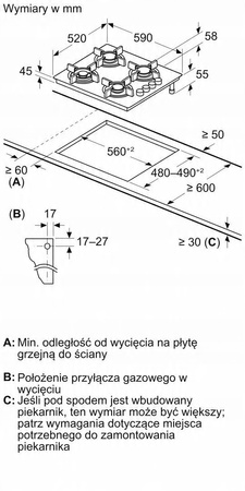 Płyta gazowa Bosch POH6B6K30 szklana WOK